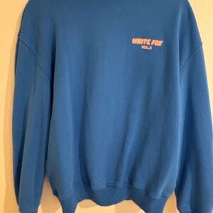 White Fox Boutique Blue Hoodie with Pink Logo